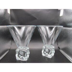 Set of 2 Vintage Disaronno Melting Ice Cube Base Martini Glasses Made in Italy